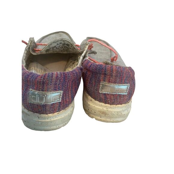 Hey Dude Wendy Girl's Youth Slip-Ons, Linen Grey/Pink Funk Grey US Y2-L3 - Picture 4 of 9